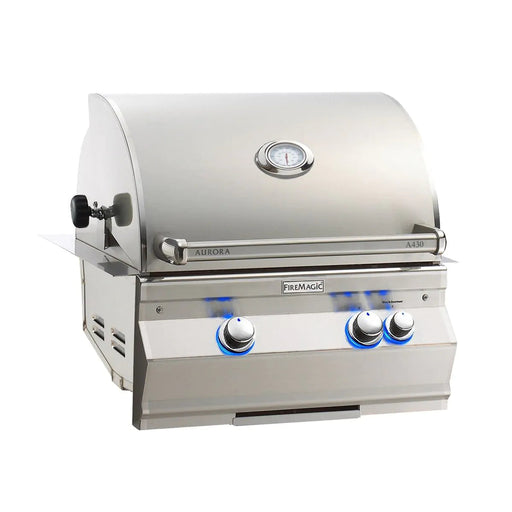 Fire Magic Aurora A430i 24" Propane Gas Built-In Grill w/ 1 Sear Burner, Backburner and Analog Thermometer - A430I-8LAP Fire Magic