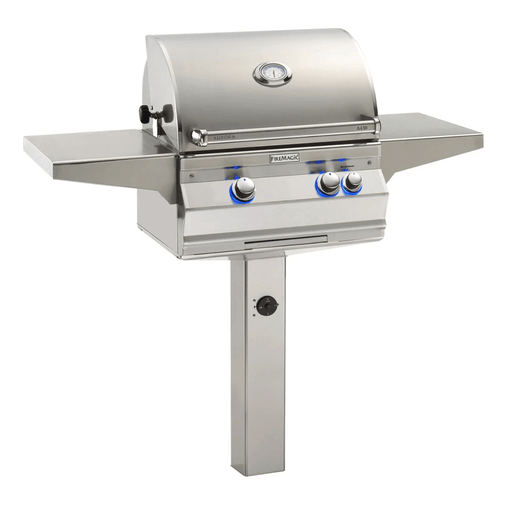 Fire Magic Aurora A430s 24-Inch Natural Gas In-Ground Post Mounted Grill w/ Backburner, Rotisserie Kit and Analog Thermometer - A430S-8EAN-G6 - Fire Magic Grills Fire Magic
