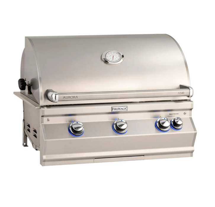 Fire Magic Aurora A540I 30-Inch Built-In Propane Gas Grill With One Infrared Burner, Rotisserie, And Analog Thermometer - A540I-8LAP - Fire Magic Grills Fire Magic