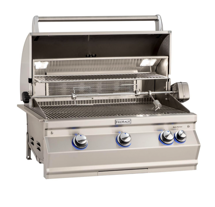 Fire Magic Aurora A540I 30-Inch Built-In Propane Gas Grill With One Infrared Burner, Rotisserie, And Analog Thermometer - A540I-8LAP - Fire Magic Grills Fire Magic
