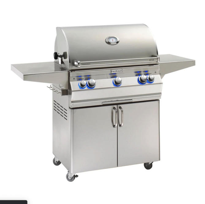 Fire Magic Aurora A540s 30-Inch Propane Gas Freestanding Grill w/ Backburner, Rotisserie Kit and Analog Thermometer - A540S-8EAP-61 - Fire Magic Grills Fire Magic