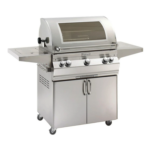 Fire Magic Aurora A660s 30-Inch Natural Gas Freestanding Grill w/ Flush Mounted Single Side Burner, 1 Sear Burner, Backburner, Rotisserie Kit, Magic View Window and Analog Thermometer - A660S-8LAN-62-W - Fire Magic Grills Fire Magic