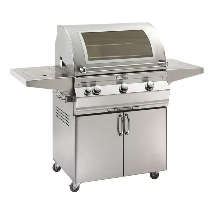 Fire Magic Aurora A660s 30-Inch Natural Gas Freestanding Grill w/ Flush Mounted Single Side Burner, Magic View Window and Analog Thermometer - A660S-7EAN-62-W - Fire Magic Grills Fire Magic