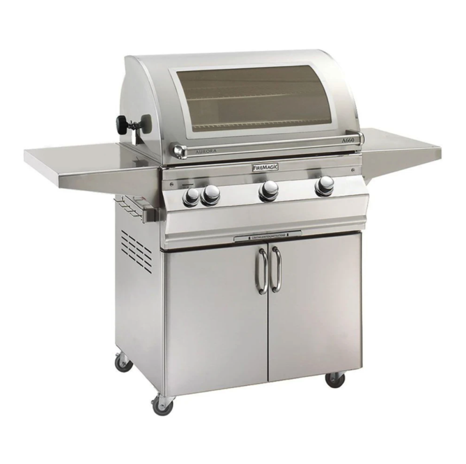Fire Magic Aurora A660s 30-Inch Propane Gas Freestanding Grill w/ Backburner, Rotisserie Kit, Magic View Window and Analog Thermometer - A660S-8EAP-61-W - Fire Magic Grills Fire Magic