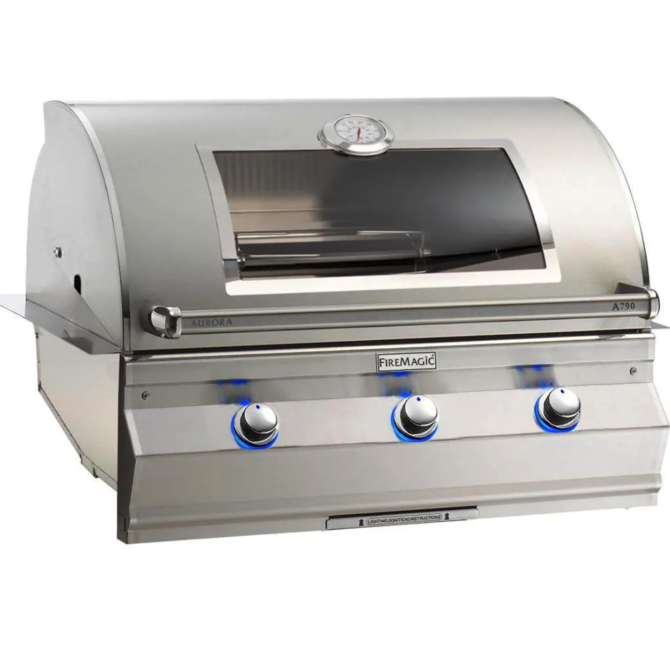 Fire Magic Aurora A790I 36-Inch Built-In Natural Gas Grill With One Infrared Burner, Magic View Window, And Analog Thermometer - A790I-7LAN-W Fire Magic