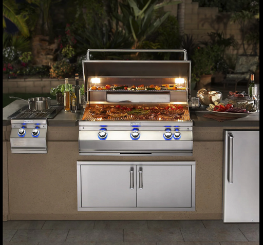 Fire Magic Aurora A790I 36-Inch Built-In Natural Gas Grill With One Infrared Burner, Magic View Window, Rotisserie, And Analog Thermometer - A790I-8LAN-W Fire Magic