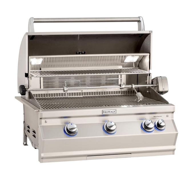 Fire Magic Aurora A790I 36-Inch Built-In Natural Gas Grill With One Infrared Burner, Rotisserie, And Analog Thermometer - A790I-8LAN