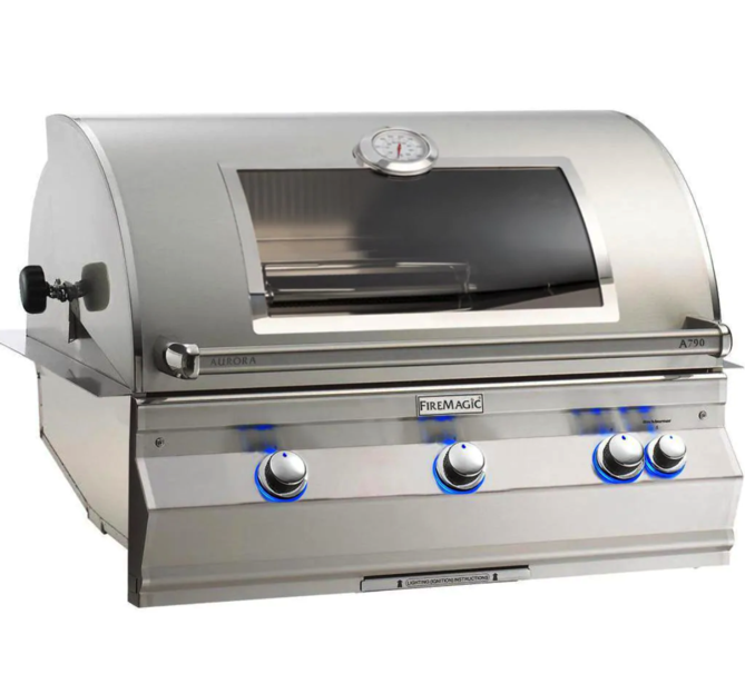Fire Magic Aurora A790I 36-Inch Built-In Propane Gas Grill With Magic View Window, Rotisserie, And Analog Thermometer - A790I-8EAP-W Fire Magic