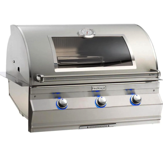 Fire Magic Aurora A790I 36-Inch Built-In Propane Gas Grill With One Infrared Burner, Magic View Window, And Analog Thermometer - A790I-7LAP-W - Fire Magic Grills Fire Magic