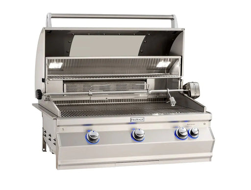 Fire Magic Aurora A790i 36" Propane Gas Built-In Grill w/ 1 Sear Burner, Backburner, Rotisserie Kit, Magic View Window and Analog Thermometer - A790I-8LAP-W Fire Magic