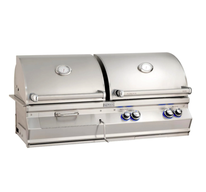 Fire Magic Aurora A830I 46-Inch Built-In Propane Gas & Charcoal Combo Grill With Rotisserie And Analog Thermometer - A830I-8EAP-CB - Fire Magic Grills Fire Magic