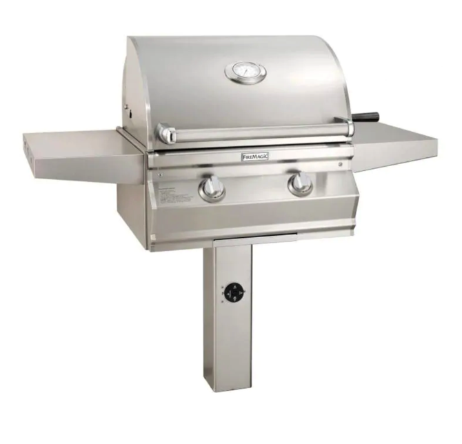 Fire Magic Choice Multi-User Accessible CMA430S 24-Inch Natural Gas Grill With Analog Thermometer On In-Ground Post - CMA430S-RT1N-G6 Fire Magic