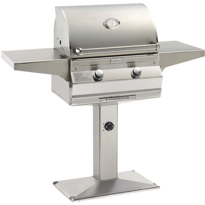 Fire Magic Choice Multi-User CM430S 24-Inch Natural Gas Grill With Analog Thermometer On Patio Post - CM430S-RT1N-P6 Fire Magic