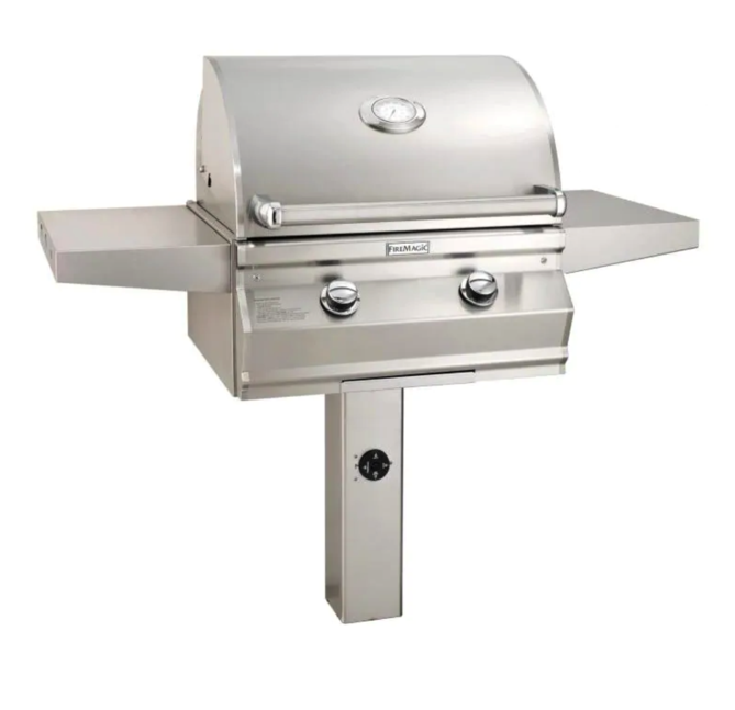 Fire Magic Choice Multi-User CM430S 24-Inch Propane Gas Grill With Analog Thermometer On In-Ground Post - CM430S-RT1P-G6 Fire Magic