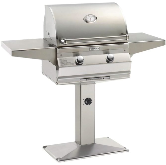 Fire Magic Choice Multi-User CM430S 24-Inch Propane Gas Grill With Analog Thermometer On Patio Post - CM430S-RT1P-P6 Fire Magic