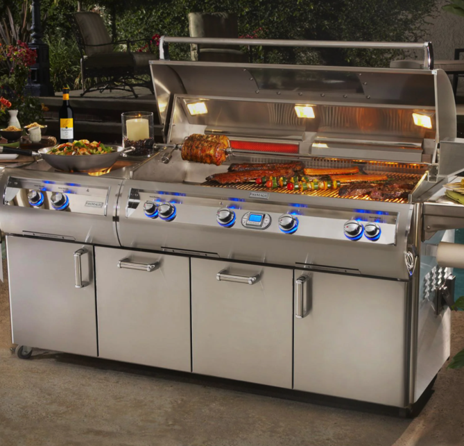 Fire Magic Echelon Diamond E1060S 48-Inch Propane Gas Grill W/ Power Burner, One Infrared Burner, Magic View Window, Rotisserie, & Digital Thermometer - E1060S-8L1P-51-W Fire Magic