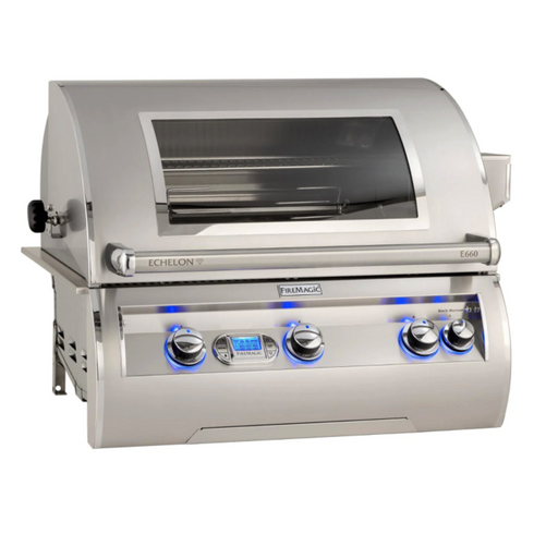 Fire Magic Echelon Diamond E660I 30-Inch Built-In Natural Gas Grill W/ One Infrared Burner, Magic View Window, Rotisserie, & Digital Thermometer - E660I-8L1N-W - Fire Magic Grills Fire Magic
