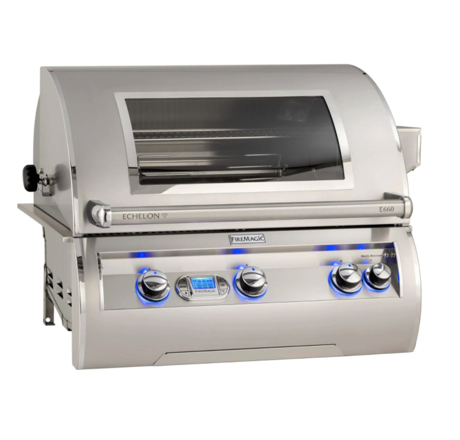 Fire Magic Echelon Diamond E660I 30-Inch Built-In Propane Gas Grill W/ One Infrared Burner, Magic View Window, Rotisserie, & Digital Thermometer - E660I-8L1P-W - Fire Magic Grills Fire Magic