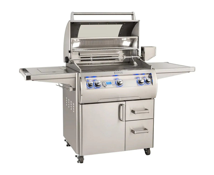 Fire Magic Echelon Diamond E660s 30" Freestanding Gas Grill With Rotisserie, Infrared Burner, Single Side Burner, Digital Thermometer & Magic View Window, Natural Gas - E660S-8L1N-62-W Fire Magic