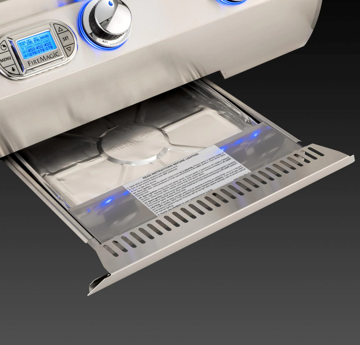 Fire Magic Grills Echelon Diamond E660S 30-Inch Propane Gas Grill W/ One Infrared Burner, Side Burner, Magic View Window, Rotisserie, & Digital Thermometer - E660S-8L1P-62-W Fire Magic