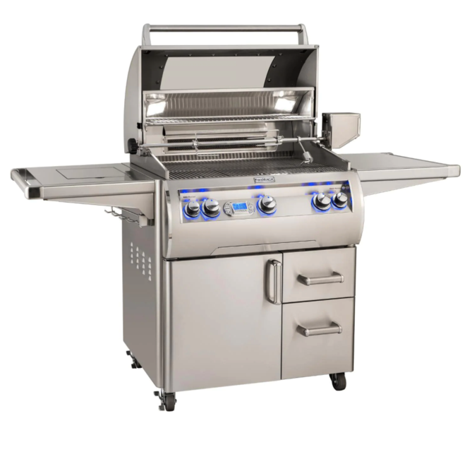 Fire Magic Grills Echelon Diamond E660S 30-Inch Propane Gas Grill W/ One Infrared Burner, Side Burner, Magic View Window, Rotisserie, & Digital Thermometer - E660S-8L1P-62-W Fire Magic