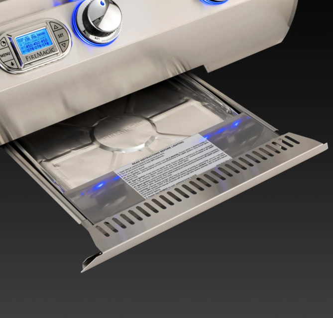 Fire Magic Echelon Diamond E660S 30-Inch Propane Gas Grill W/ One Infrared Burner, Side Burner, Magic View Window, Rotisserie, & Digital Thermometer - E660S-8L1P-62-W - Fire Magic Grills Fire Magic