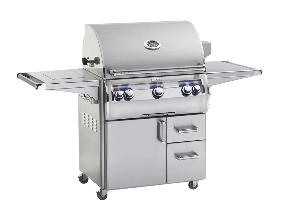 Fire Magic Echelon Diamond E660s 30" Propane Gas Freestanding Grill w/ Flush Mounted Single Side Burner, Backburner, Rotisserie Kit, 1 Sear Burner and Analog Thermometer - E660S-8LAP-62 Fire Magic
