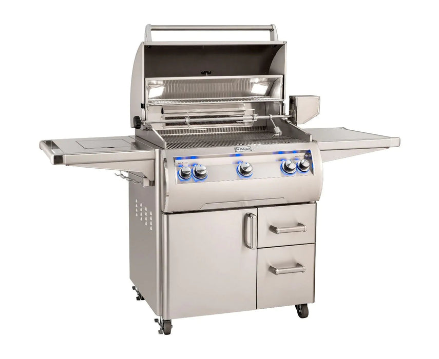 Fire Magic Echelon Diamond E660s 30" Propane Gas Freestanding Grill w/ Flush Mounted Single Side Burner, Backburner, Rotisserie Kit, 1 Sear Burner and Analog Thermometer - E660S-8LAP-62 Fire Magic