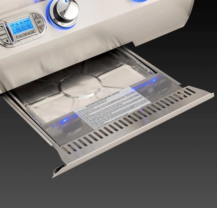 Fire Magic Echelon Diamond E790I 36-Inch Built-In Natural Gas Grill W/ One Infrared Burner, Magic View Window, Rotisserie, & Digital Thermometer - E790I-8L1N-W - Fire Magic Grills Fire Magic