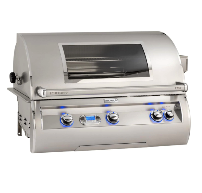 Fire Magic Echelon Diamond E790I 36-Inch Built-In Natural Gas Grill W/ One Infrared Burner, Magic View Window, Rotisserie, & Digital Thermometer - E790I-8L1N-W - Fire Magic Grills Fire Magic