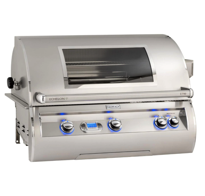 Fire Magic Echelon Diamond E790I 36-Inch Built-In Propane Gas Grill W/ Magic View Window, Rotisserie, & Digital Thermometer - E790I-8E1P-W - Fire Magic Grills Fire Magic