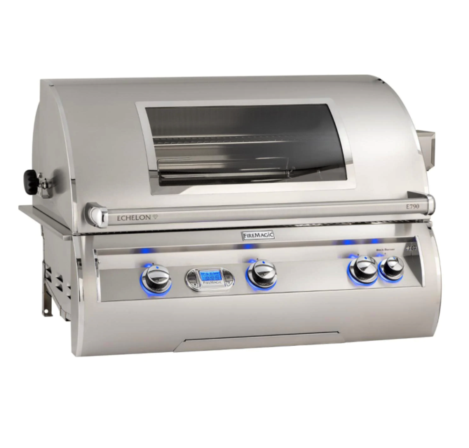 Fire Magic Echelon Diamond E790I 36-Inch Built-In Propane Gas Grill W/ One Infrared Burner, Magic View Window, Rotisserie, & Digital Thermometer - E790I-8L1P-W - Fire Magic Grills Fire Magic