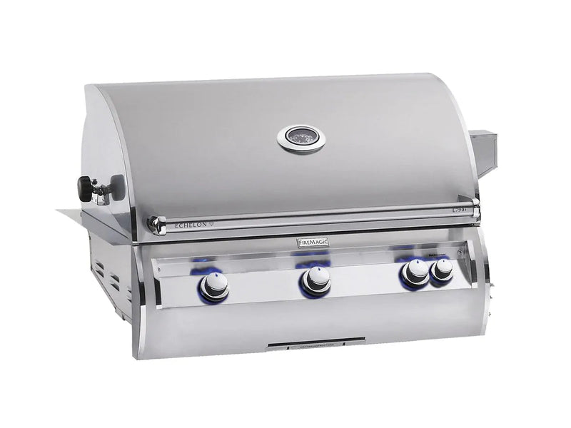 Fire Magic Echelon Diamond E790i 36" Natural Gas Built-In Grill w/ 1 Sear Burner, Backburner, Rotisserie Kit, and Analog Thermometer - E790I-8LAN