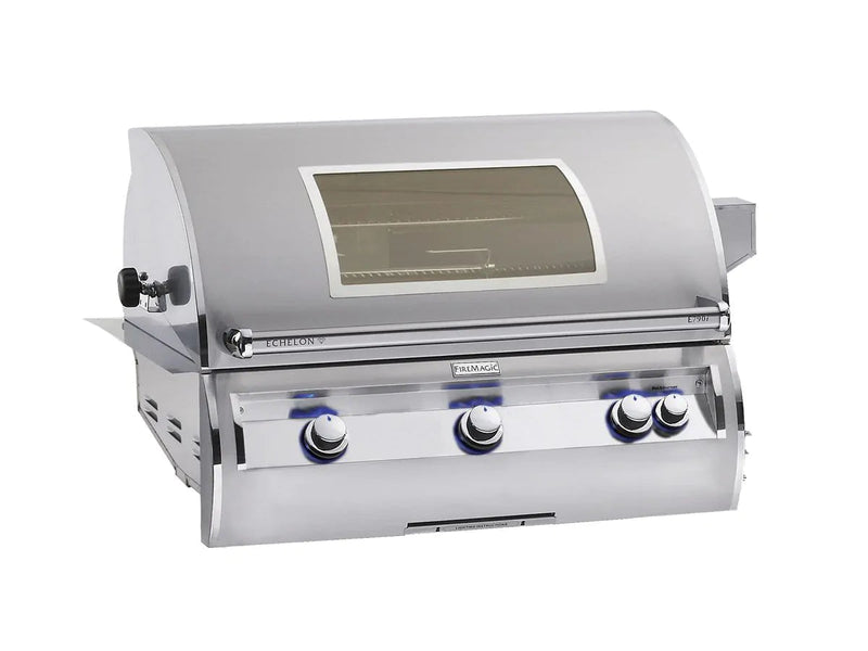 Fire Magic Echelon Diamond E790i 36" Natural Gas Built-In Grill w/ Backburner, Rotisserie Kit, Magic View Window and Analog Thermometer - E790I-8EAN-W