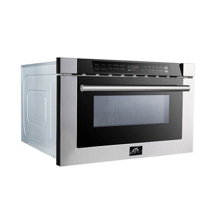 Forno 4-Piece Appliance Package - 30-Inch Electric Range, French Door Refrigerator, Dishwasher, and Microwave Drawer in Stainless Steel FORNO
