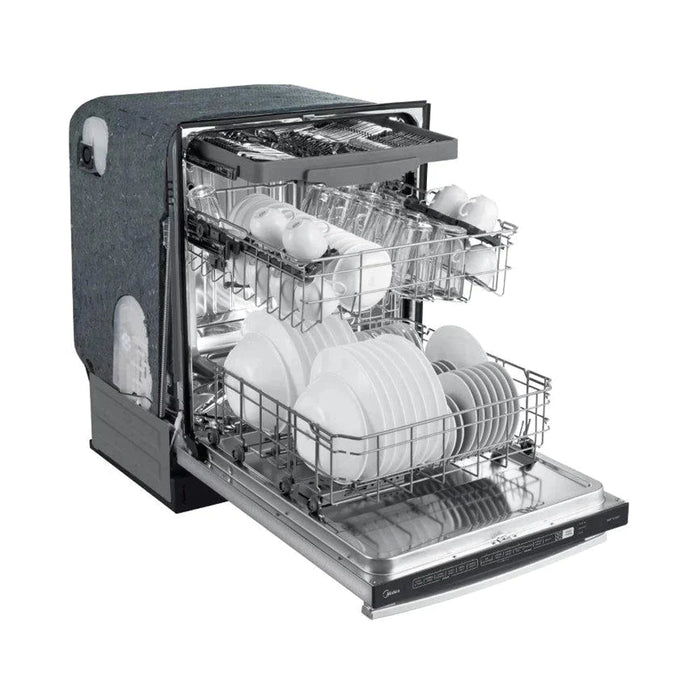 Forno 4-Piece Appliance Package - 48-Inch Dual Fuel Range, Refrigerator with Water Dispenser, Wall Mount Hood, & 3-Rack Dishwasher in Stainless Steel FORNO