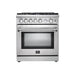 Forno 3-Piece Appliance Package - 30-Inch Gas Range, Pro-Style Refrigerator, and Dishwasher in Stainless Steel FORNO