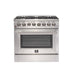 Forno 3-Piece Appliance Package - 36-Inch Dual Fuel Range, French Door Refrigerator, and Dishwasher in Stainless Steel FORNO