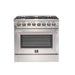 Forno 3-Piece Appliance Package - 36-Inch Dual Fuel Range, Pro-Style Refrigerator, and Dishwasher in Stainless Steel FORNO