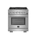Forno 3-Piece Pro Appliance Package - 30-Inch Gas Range, Pro-Style Refrigerator, and Dishwasher in Stainless Steel FORNO