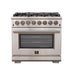 Forno 3-Piece Pro Appliance Package - 36-Inch Dual Fuel Range, French Door Refrigerator, and Dishwasher in Stainless Steel FORNO