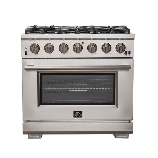 Forno 3-Piece Pro Appliance Package - 36-Inch Gas Range, French Door Refrigerator, and Dishwasher in Stainless Steel FORNO