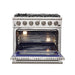 Forno 3-Piece Pro Appliance Package - 36-Inch Gas Range, Pro-Style Refrigerator, and Dishwasher in Stainless Steel FORNO