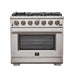 Forno 3-Piece Pro Appliance Package - 36-Inch Gas Range, Pro-Style Refrigerator, and Dishwasher in Stainless Steel FORNO