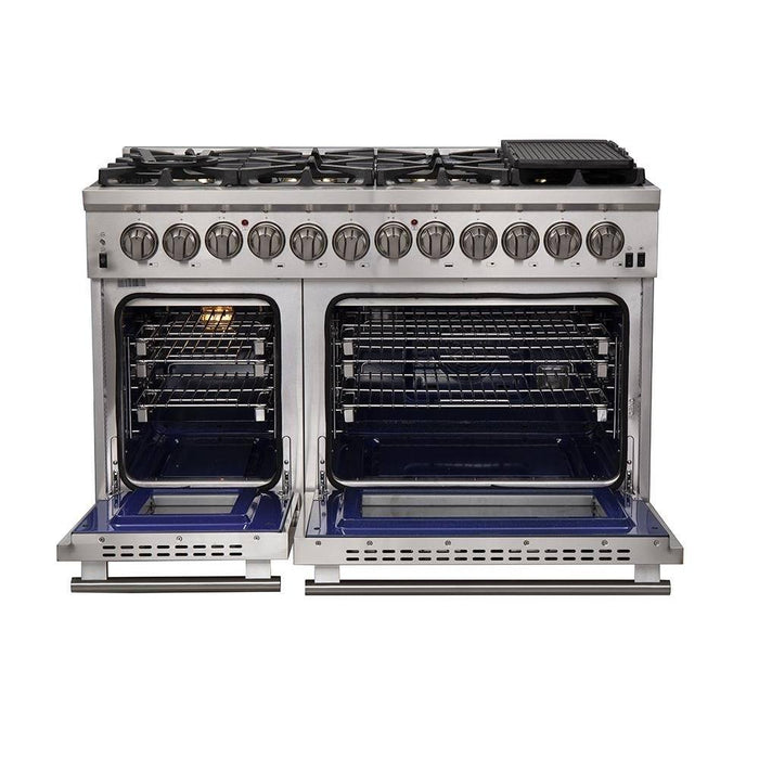 Forno 3-Piece Pro Appliance Package - 48-Inch Dual Fuel Range, Pro-Style Refrigerator, and Dishwasher in Stainless Steel FORNO