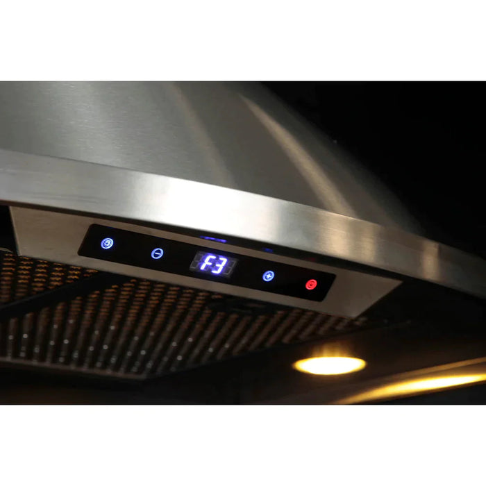30" Campobasso Wall Mount Range Hood in Stainless Steel with 450 CFM Motor - side view