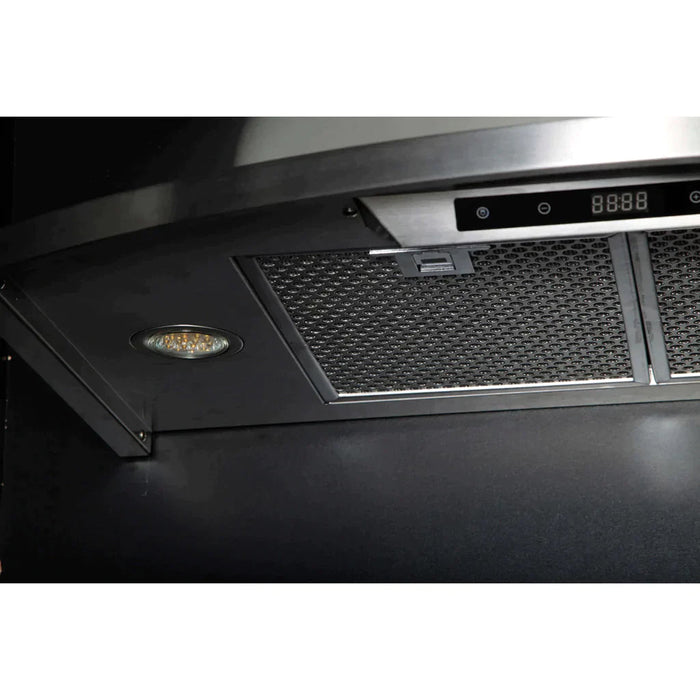 30" Campobasso Wall Mount Range Hood in Stainless Steel with 450 CFM Motor - detail close-up