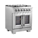 FORNO 30" Capriasca Titanium Gas Range With 4 Burners, Professional Oven, And French Door FFSGS6460-30 FORNO