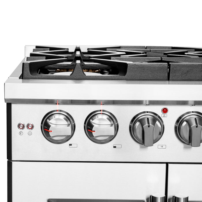 FORNO 30" Capriasca Titanium Gas Range With 4 Burners, Professional Oven, And French Door FFSGS6460-30 FORNO