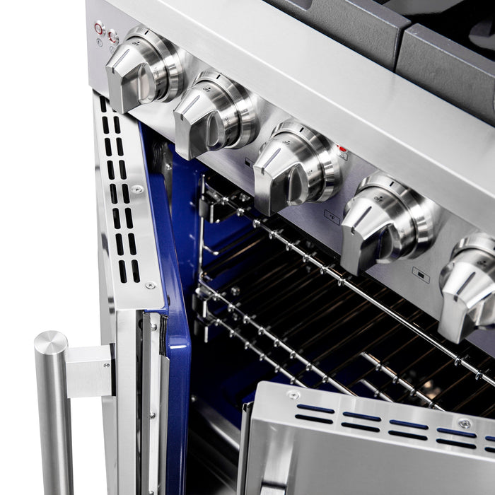 FORNO 30" Capriasca Titanium Gas Range With 4 Burners, Professional Oven, And French Door FFSGS6460-30 FORNO